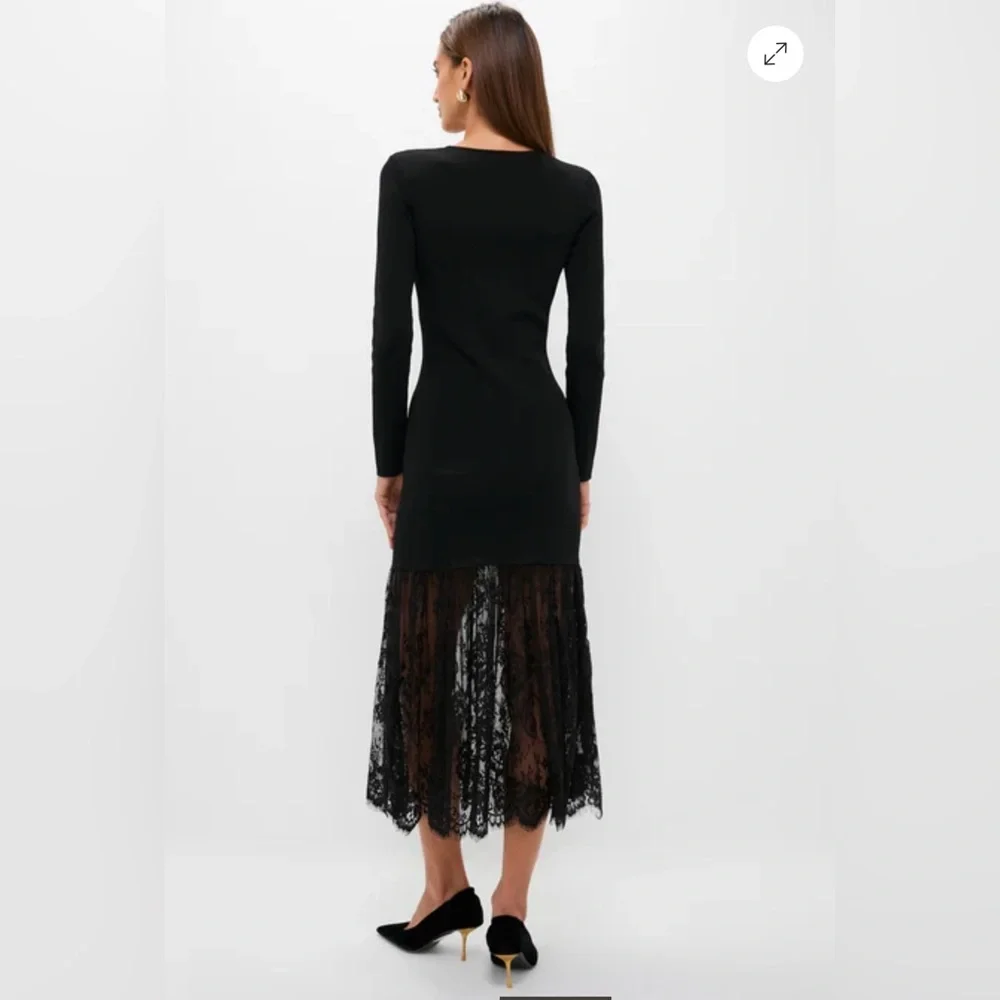 NWOT HYACINTH HOUSE TUCKERNUCK $178 Black Knit Giavanna Lace Maxi Dress XXS - Picture 3 of 13